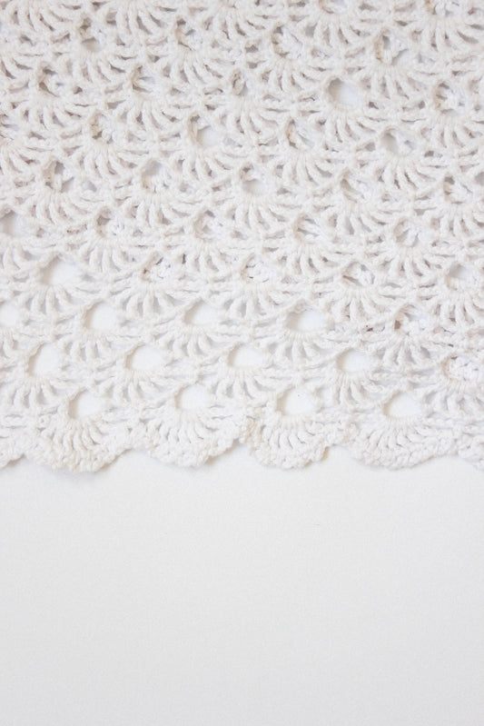 Hand - Knitted Crochet Hip Scarf in White