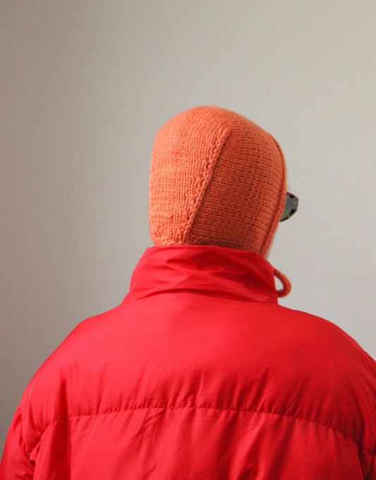 Hand-knitted Adult Bow Tie Bonnet Woolen hat in Orange