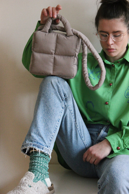 Mini Pillow Puffer Essential bag in Beige