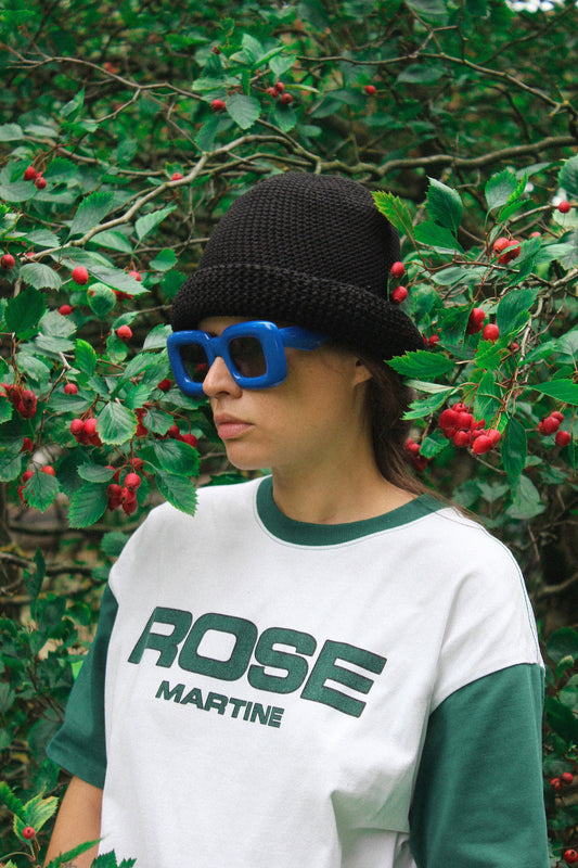 Hand knitted crochet bucket hat in Black