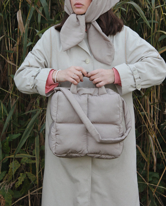 Pillow Puffer Bag in Beige