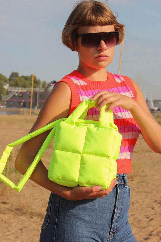 Mini Pillow Puffer Essential bag in Neon Yellow