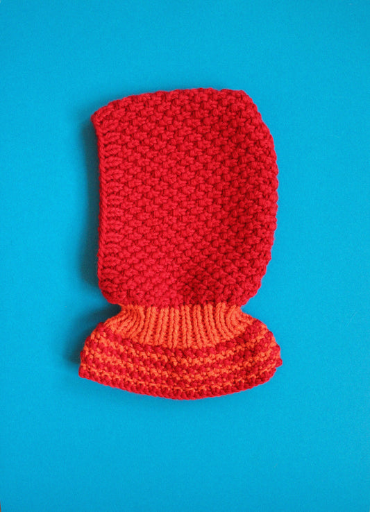 Balaclava Woolen Chunky hat in red and orange ,mango socky balaclava knit beanie,knit helmet,knit hat,crochet balaclava, knitted hood