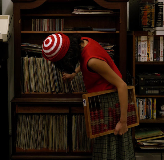 Crochet Premium Cotton Striped Marin Hat in Red & White