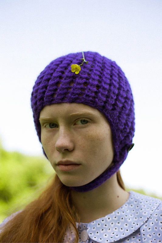 Aviator Bonnet Hat in Rich Purple