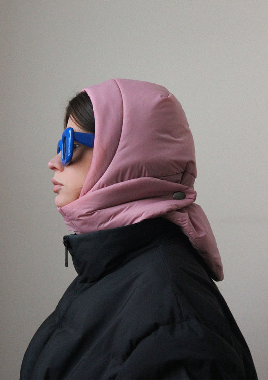 Pillow Puffer Headscarf - Balaclava in Dark Pink