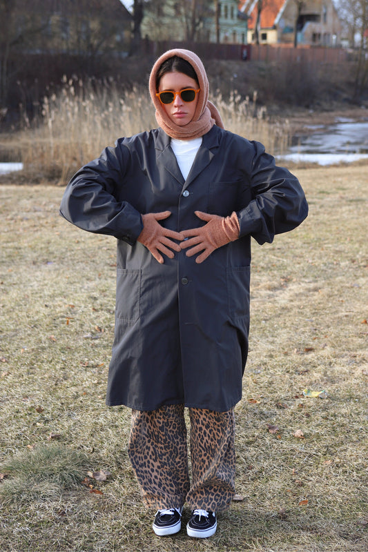 Hand - knitted Oversized Mohair Headscarf in Soft Caramel