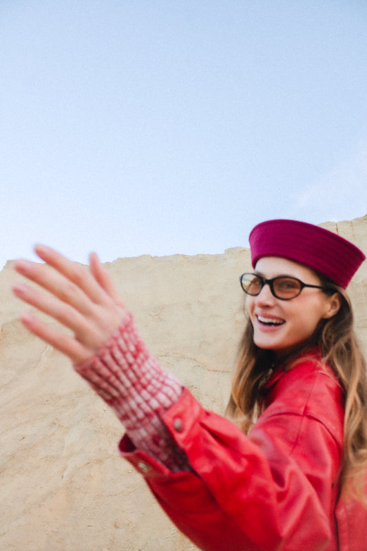 Drape Marine Pillbox in Burgundy