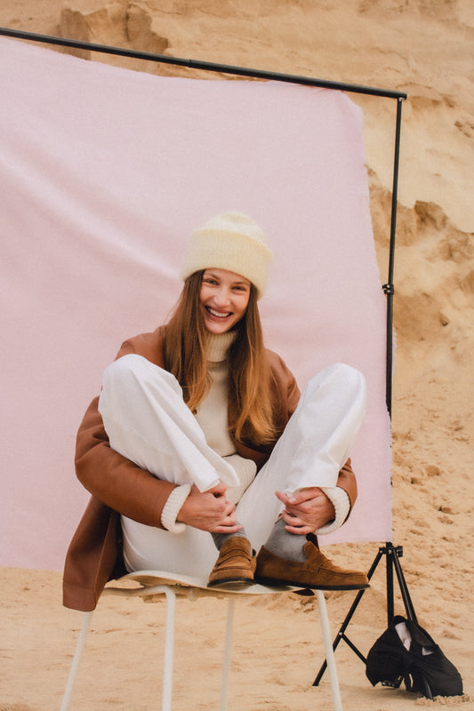 Premium Mohair Beanie in Buttermilk