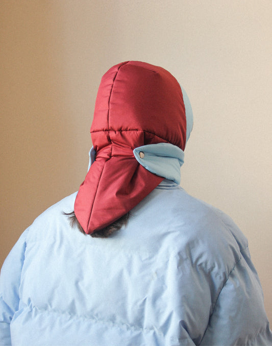 Pillow Headscarf - Baby Blue & Burgundy