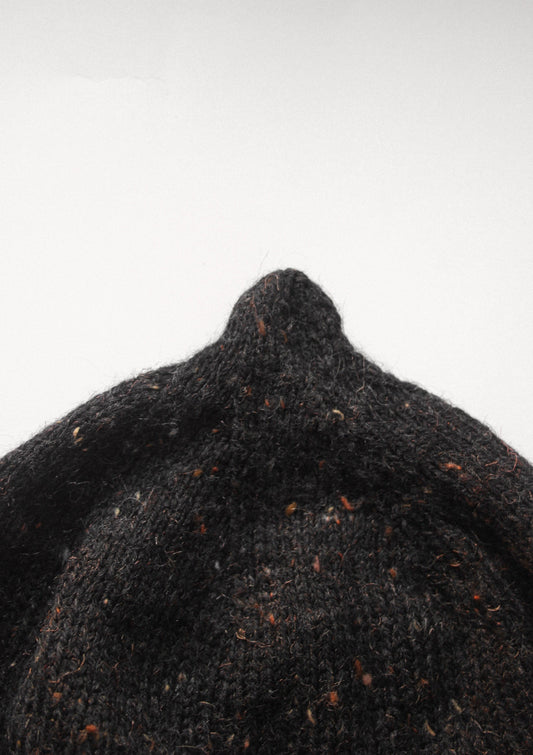 Speckled Tweed Teletubby Hat in Black