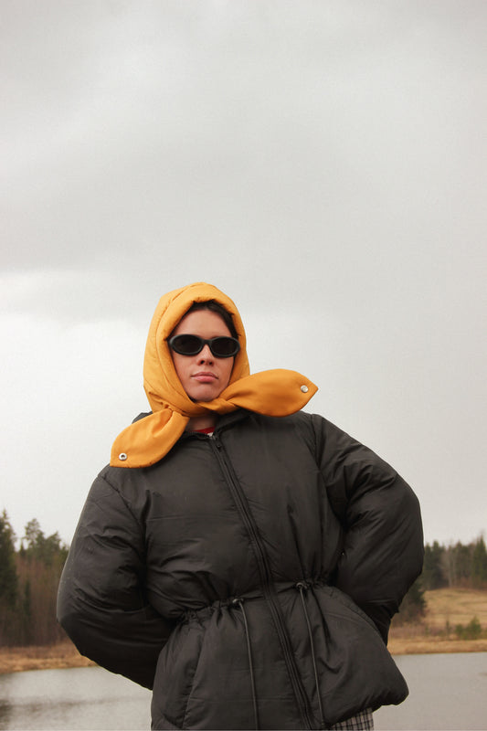 Pillow Puffer Headscarf - Balaclava in Mustard