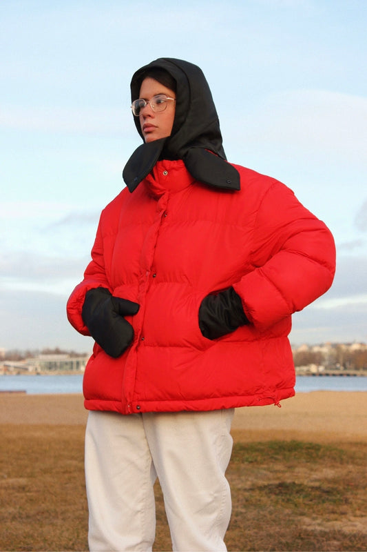 Pillow Puffer Headscarf-Balaclava in Black