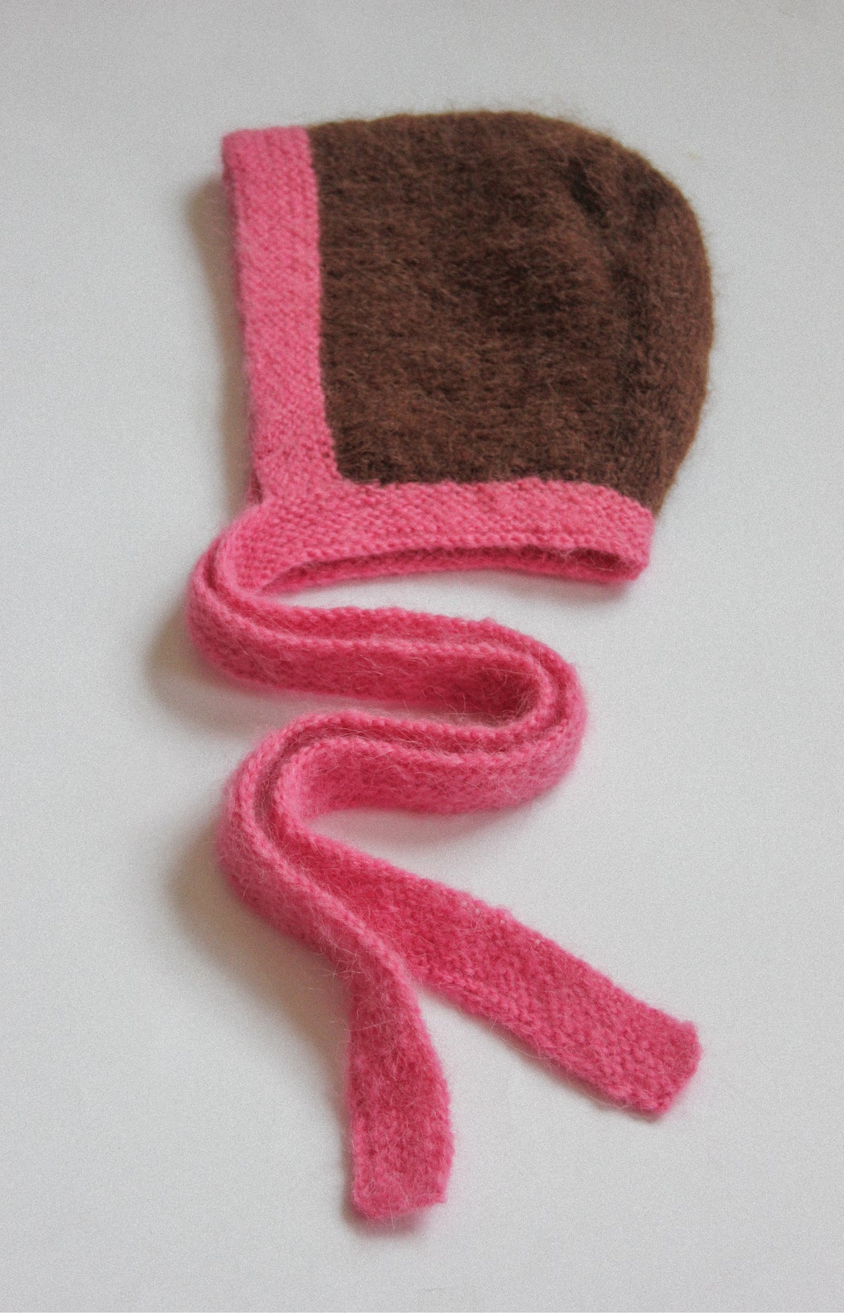 Premium Mohair Bonnet in Barbie Pink & Brown