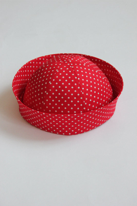 Polka Dot Marine Pillbox in Red