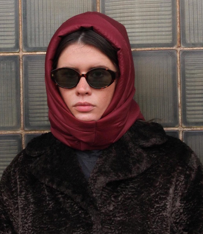 Pillow Puffer Headscarf-Balaclava in Black