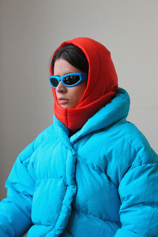 Pillow Puffer Headscarf - Balaclava in Orange