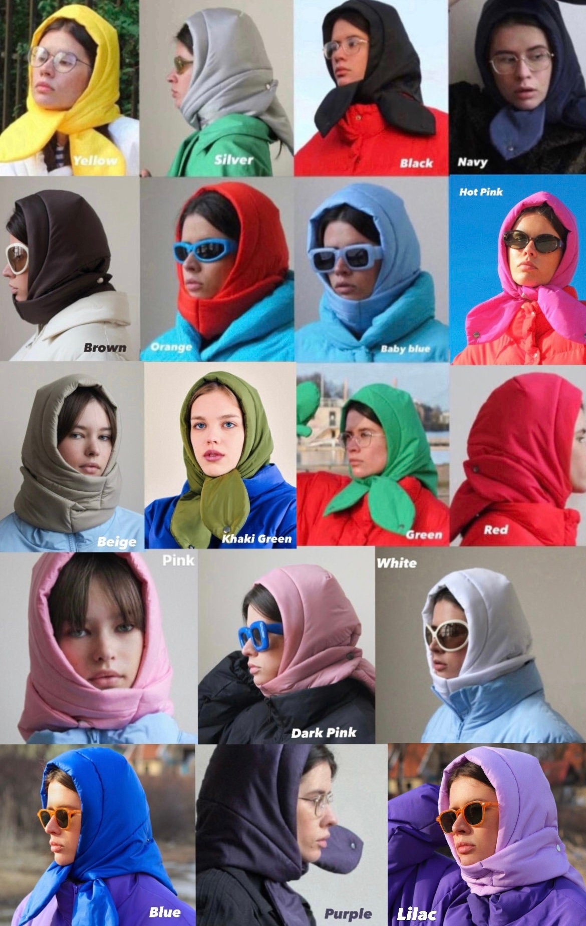 Pillow Puffer Headscarf - Balaclava in Burgundy