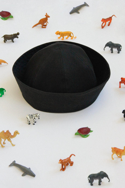 Premium Cotton Marine Pillbox in Black