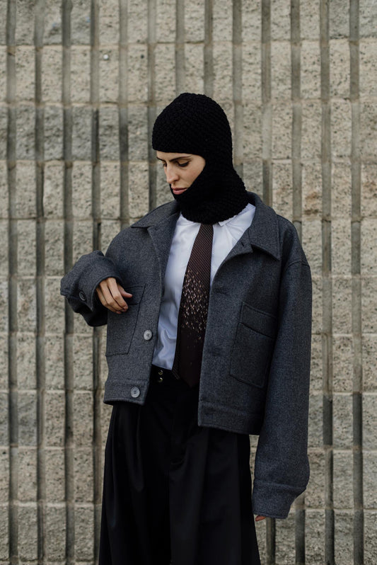 Hand knitted Chunky balaclava ski mask in black