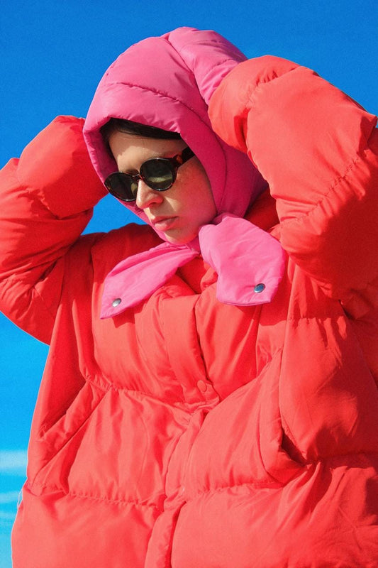 Pillow Puffer Headscarf - Balaclava in Hot Pink