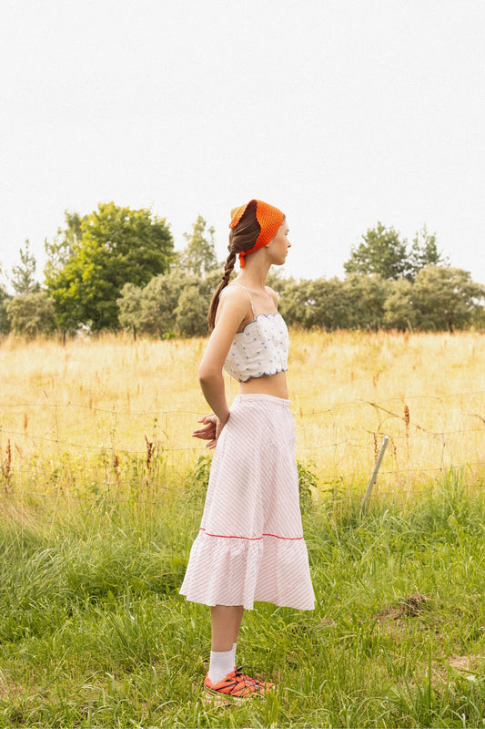 Crochet Mesh Headscarf in Orange
