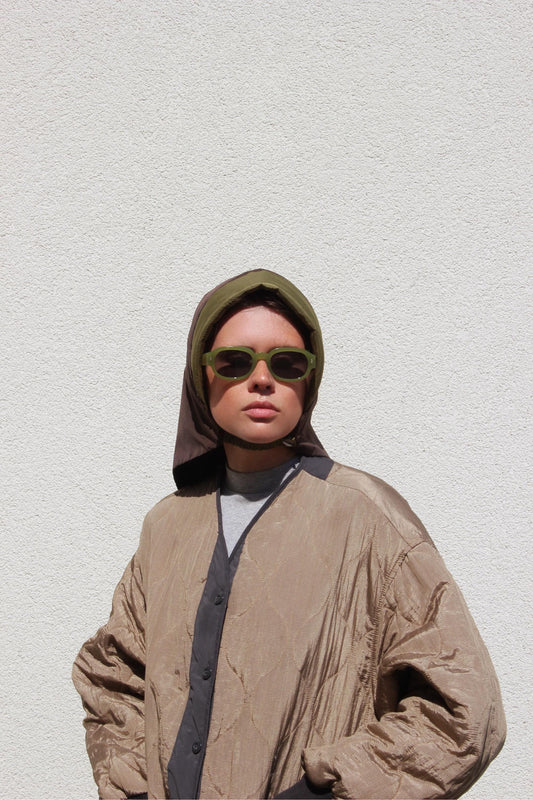 Rain Headscarf in Khaki & Brown