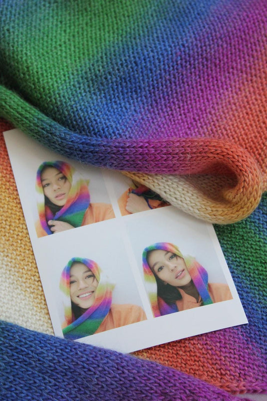 Hand - knitted Random Spectrum Mohair Headscarf