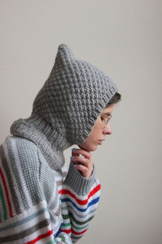 Balaclava Woolen Chunky hat in gray ,mango socky balaclava knit beanie,knit helmet,knit hat,crochet balaclava, knitted hood