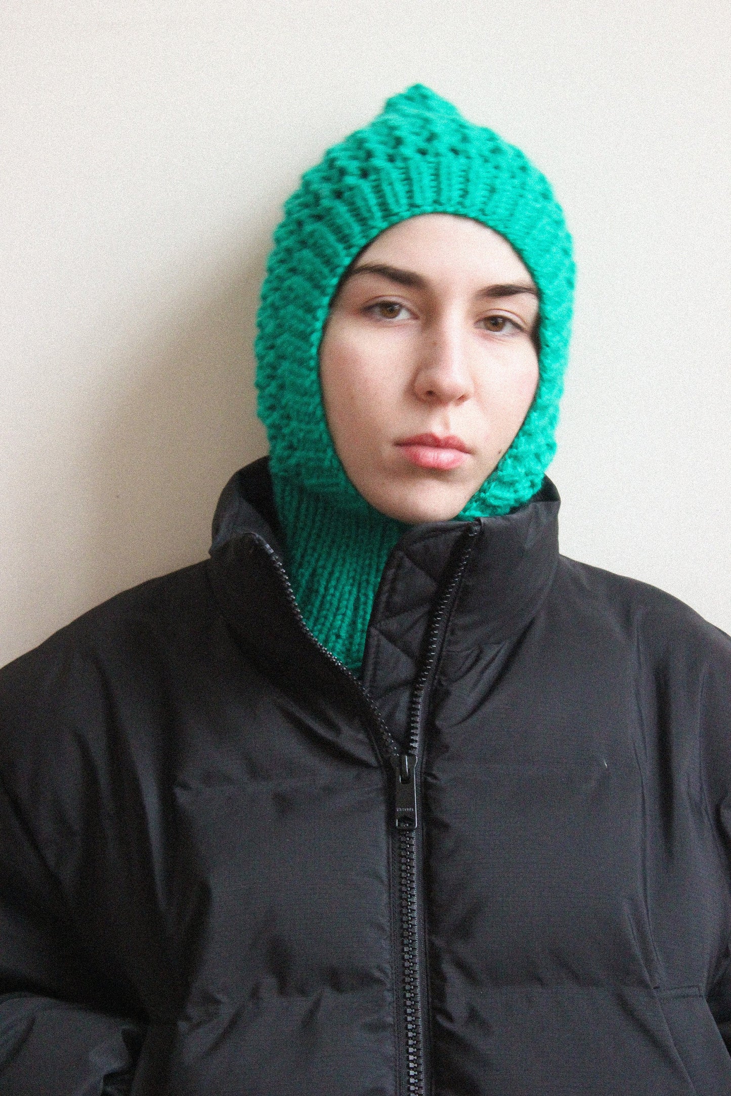 Hand - knitted Demi - season balaclava hat in green,mango socky balaclava knit beanie,knit helmet,knit hat,crochet balaclava