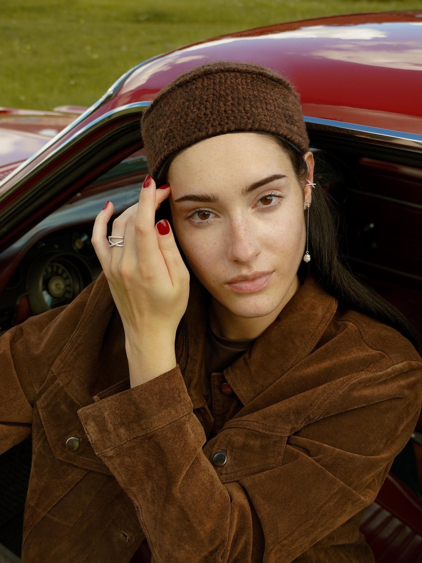 Crochet Merino Mohair Pillbox in Brown
