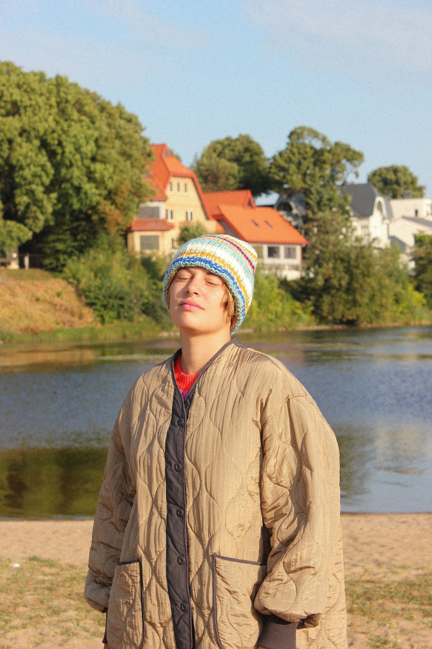 Woolen Multi Striped Beanie