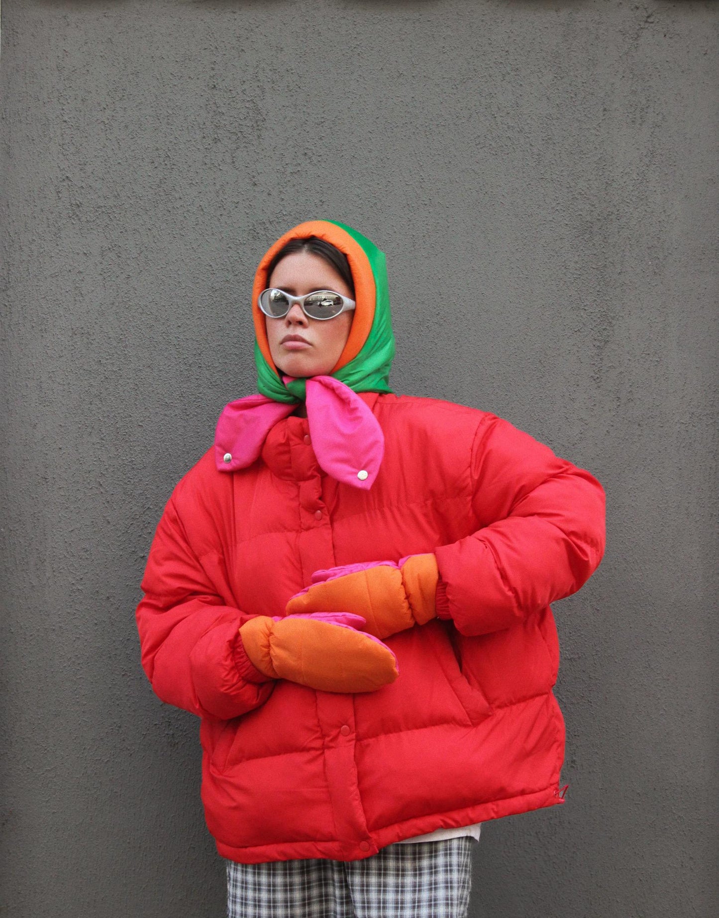 Pillow Headscarf - Balaclava in Multi Green