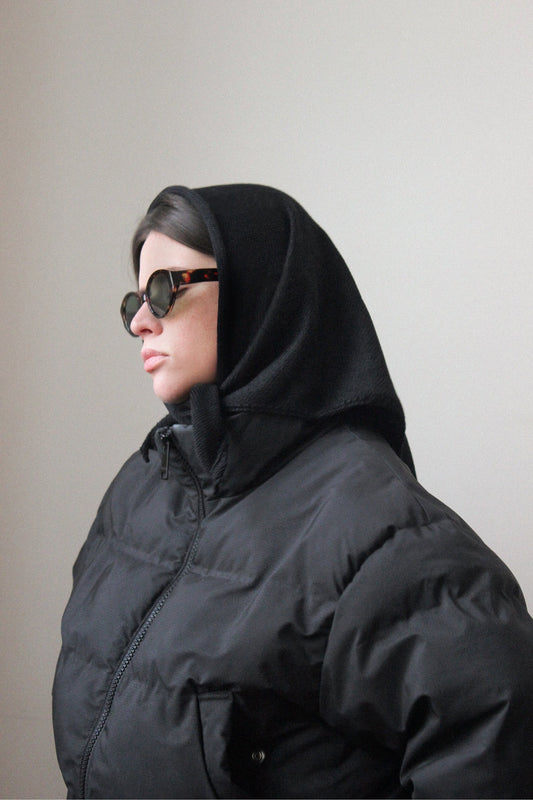 Hand - knitted Headscarf in Black