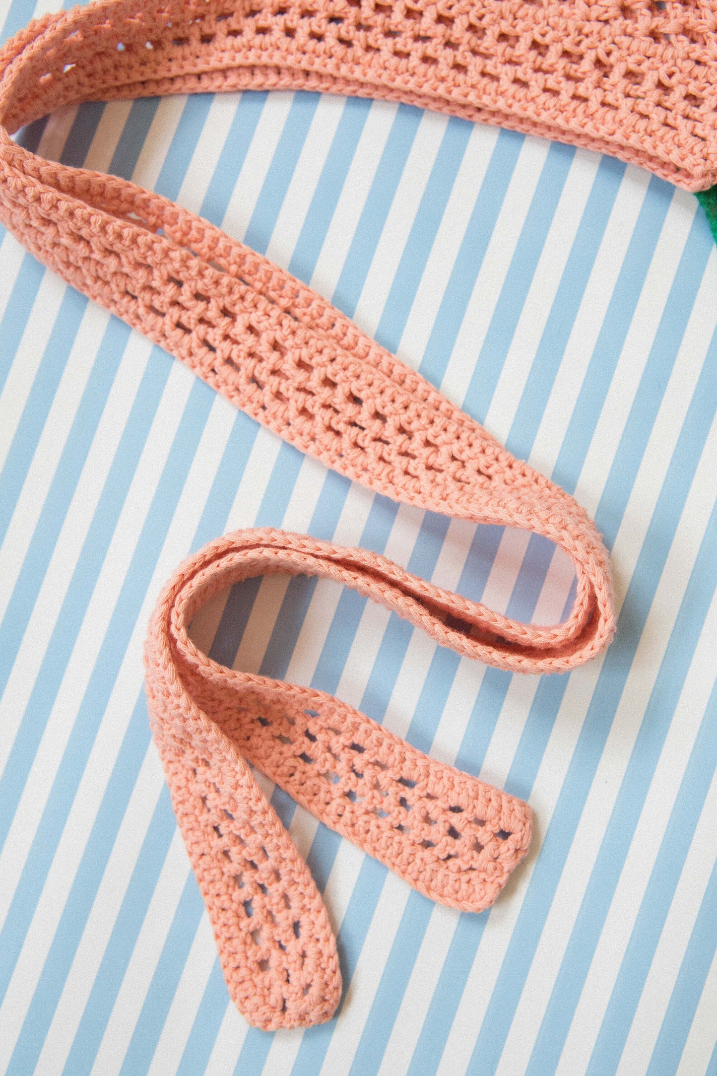 Adult Cotton Mesh Crochet Bow Tie Bonnet in Peach Fuzz