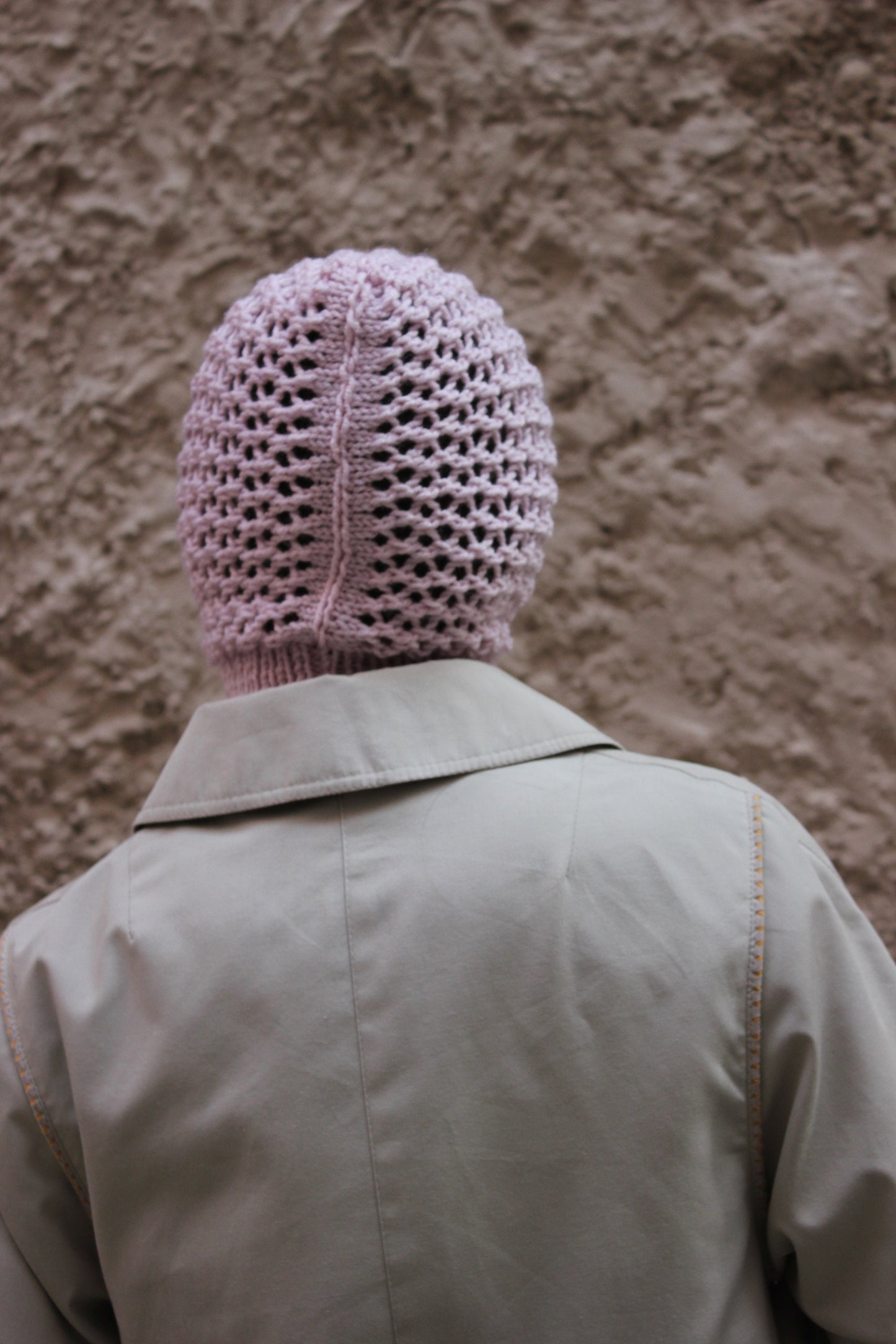 Spring Balaclava hat in powder pink ,mango socky balaclava knit beanie,knit helmet,knit hat,crochet balaclava, knitted hood