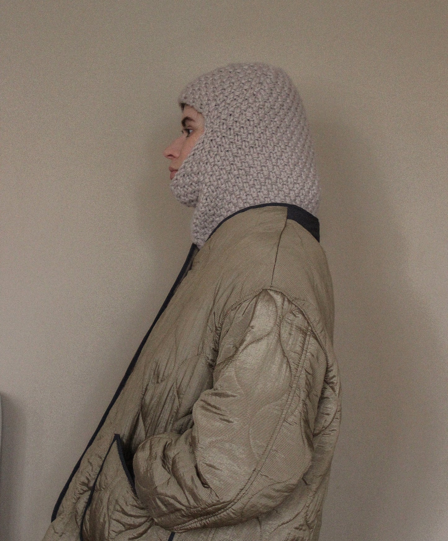 Hand knitted Chunky balaclava ski mask in cream beige