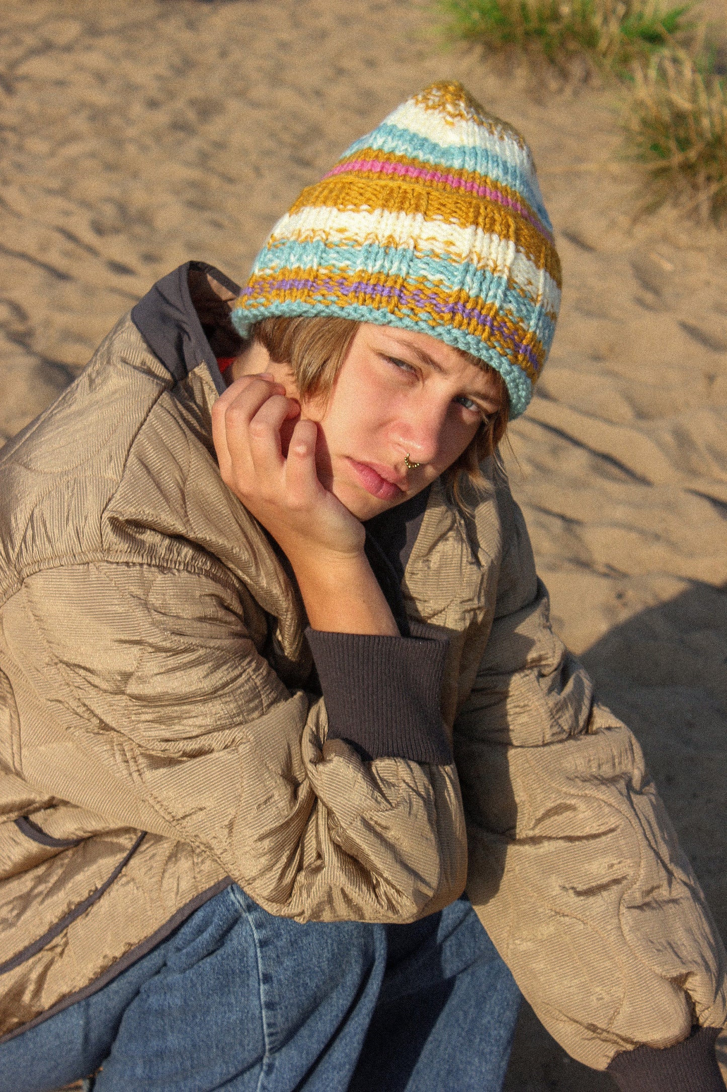 Woolen Multi Striped Beanie