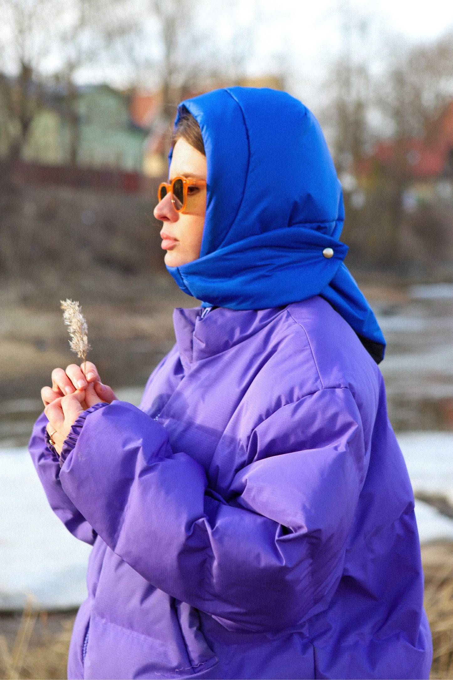 Pillow Puffer Headscarf - Balaclava in Blue