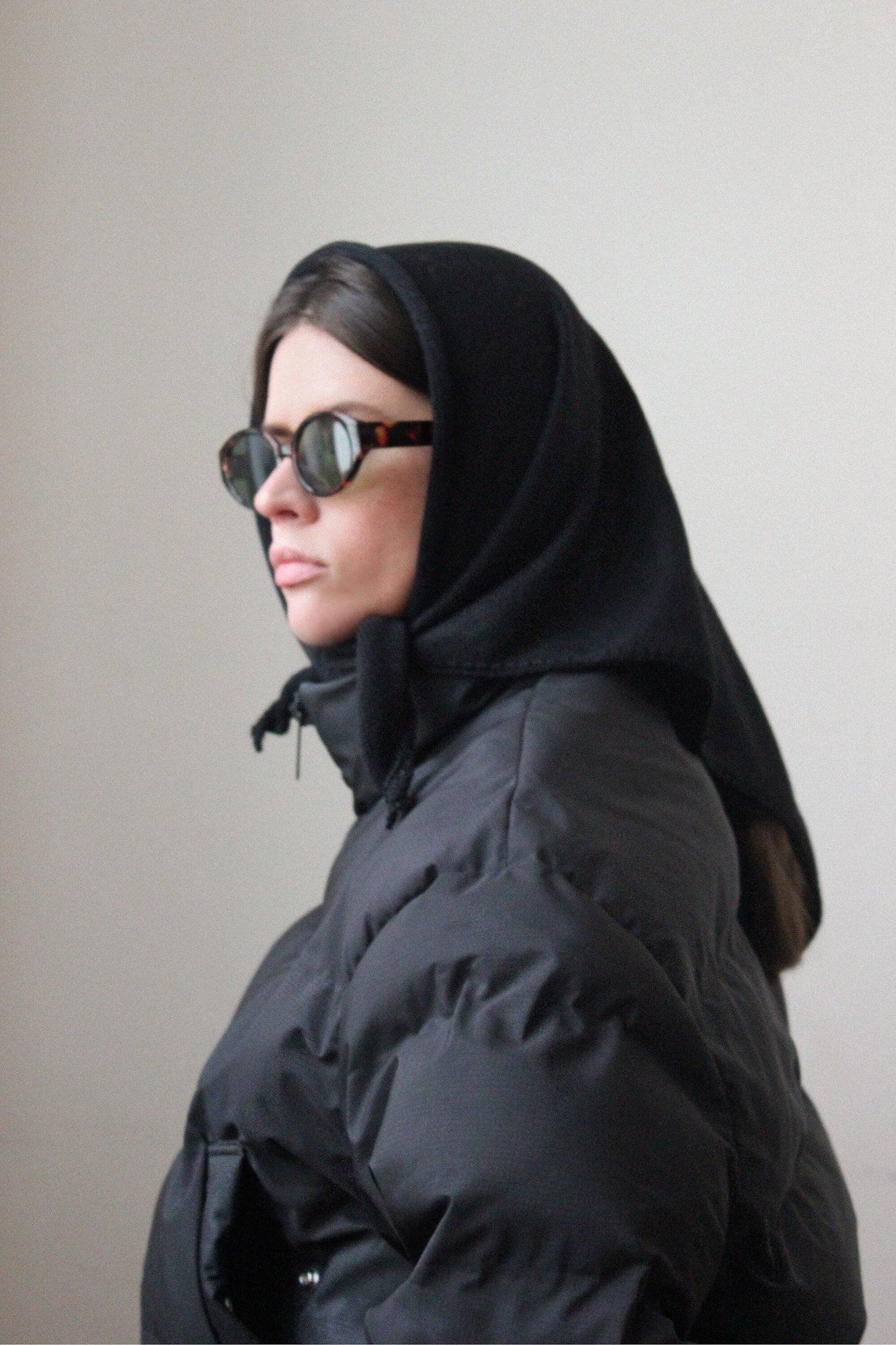 Hand - knitted Headscarf in Black