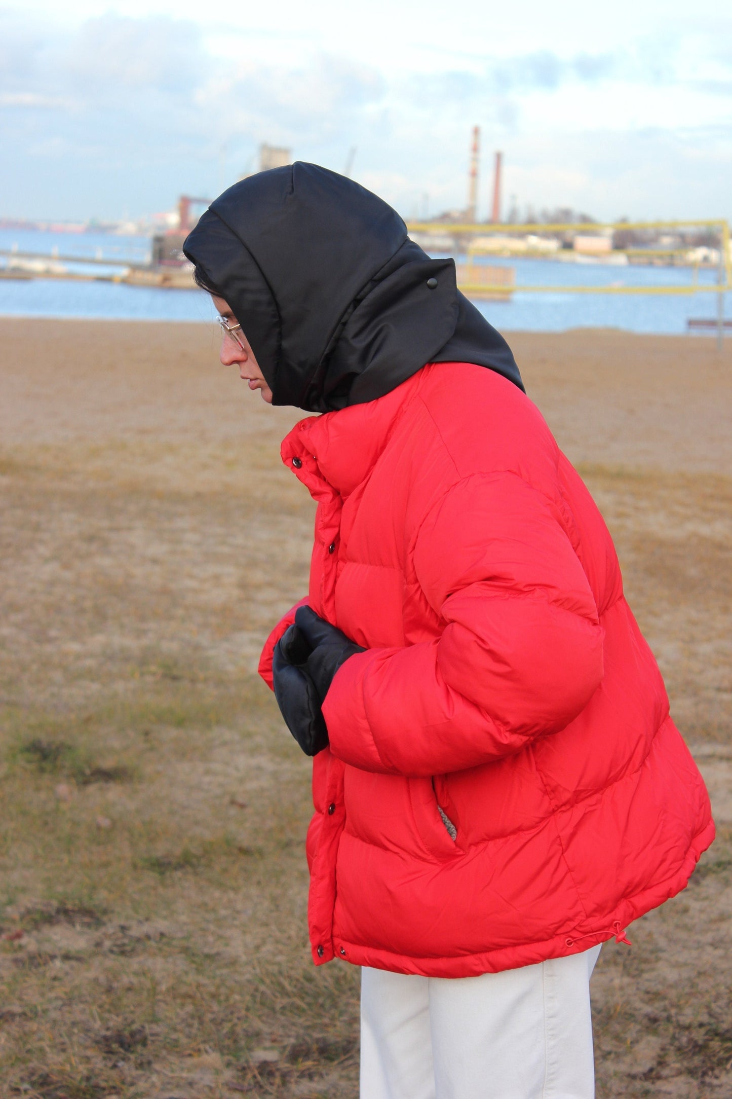 Pillow Puffer Headscarf - Balaclava in Black