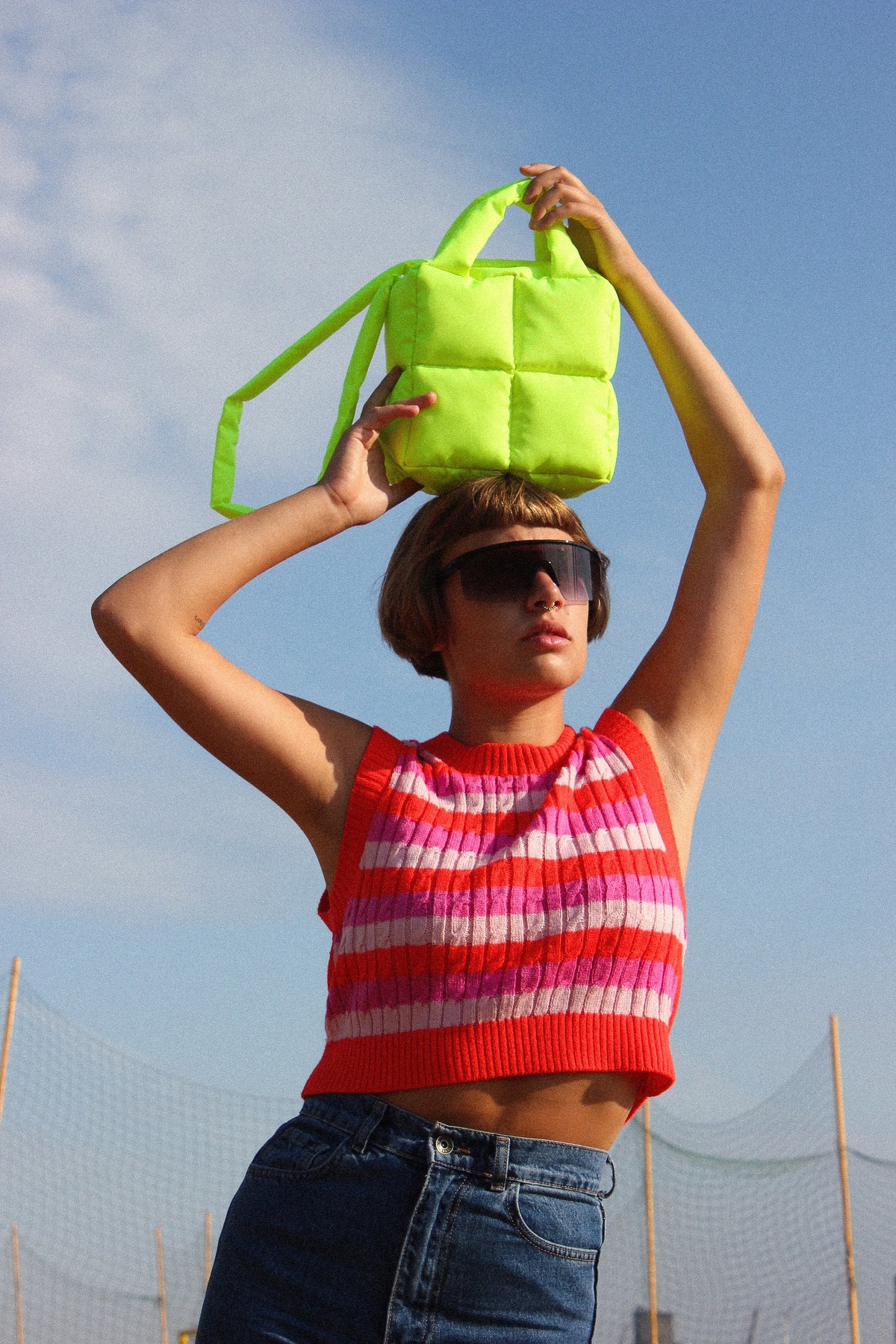 Mini Pillow Puffer Essential bag in Neon Yellow
