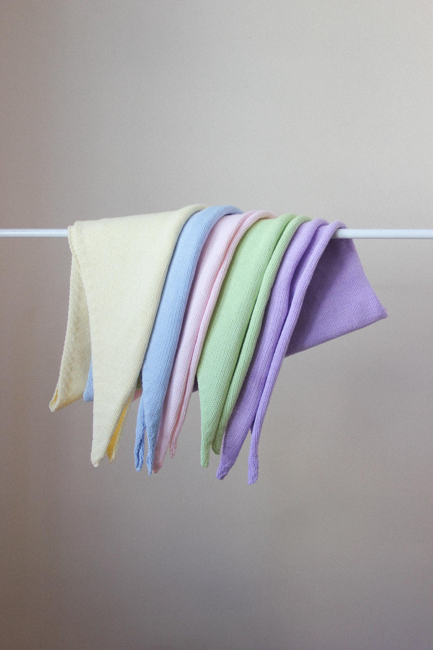 Hand - knitted Spring Headscarf in Baby Pink