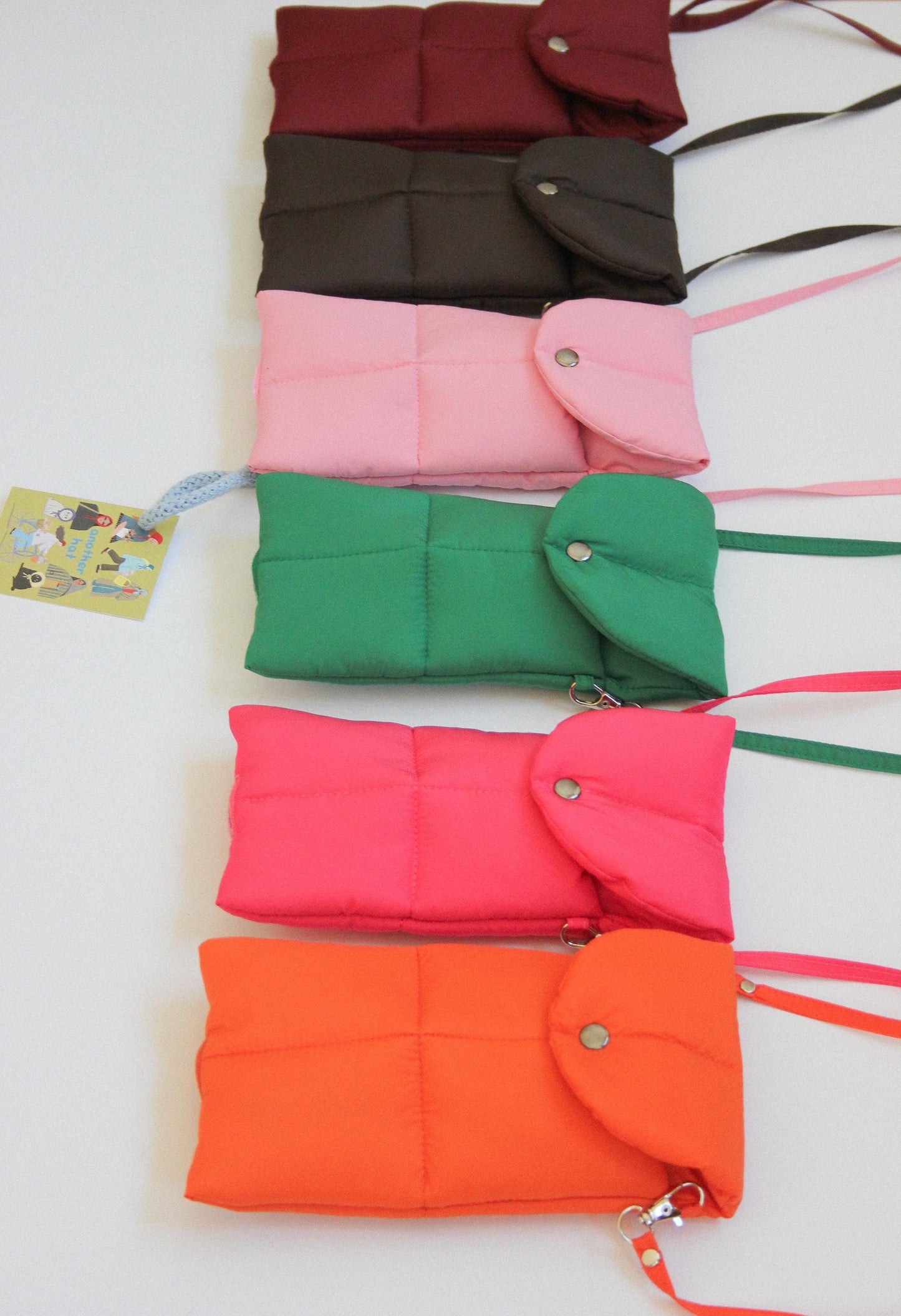 Pillow Puffer Phone pouch in Black, Puffy Crossbody Phone Bag,Waterproof Padded Case with Strap,Hands-Free Pouch,Travel Gift for Her