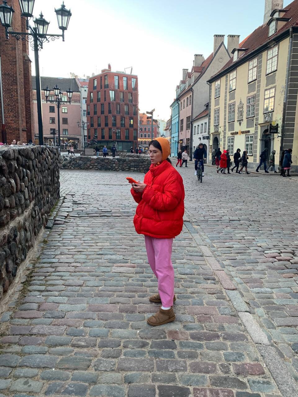Hand-knitted Adult Bow Tie Bonnet hat in mandarin orange
