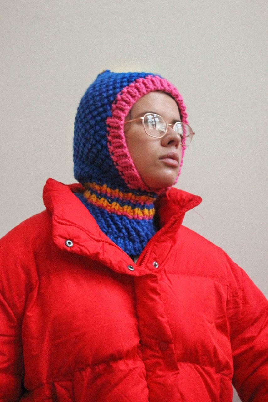 Multicolored Balaclava Woolen Chunky hat ,mango socky balaclava knit beanie,knit helmet,knit hat,crochet balaclava, knitted hood