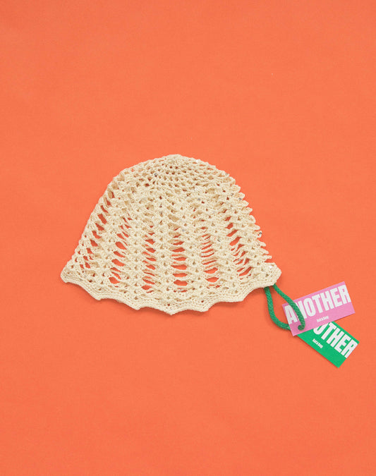 Premium Cotton Mesh Crochet Hat in Ivory With Sequins