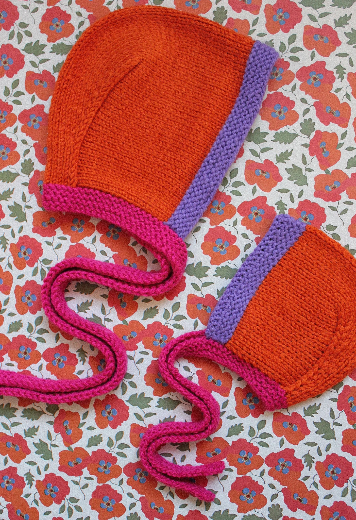 Mom + Baby Hand - Knitted Multi Chunky Bonnet Combo Matching Set