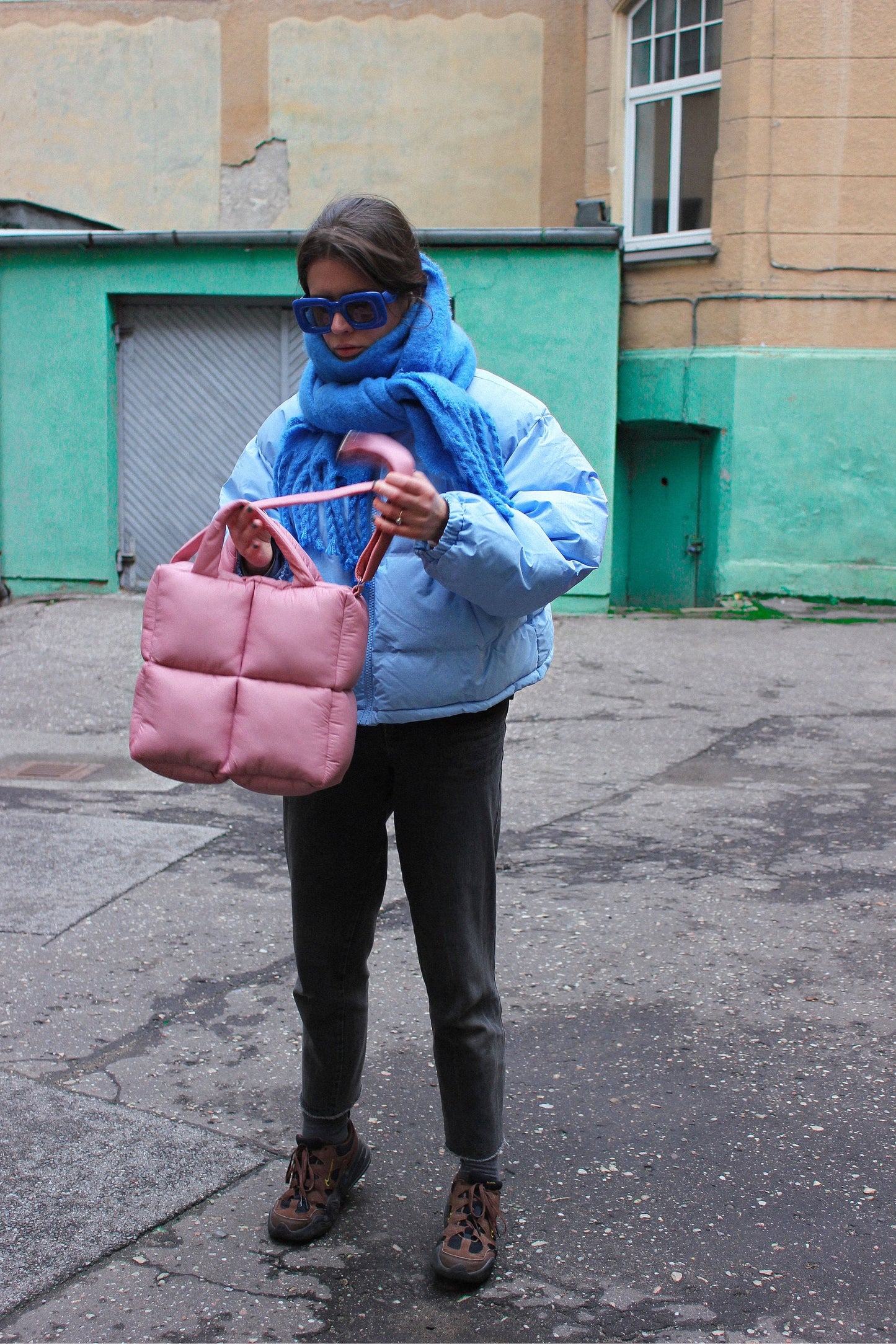 Pillow Puffer Bag in Powder Pink