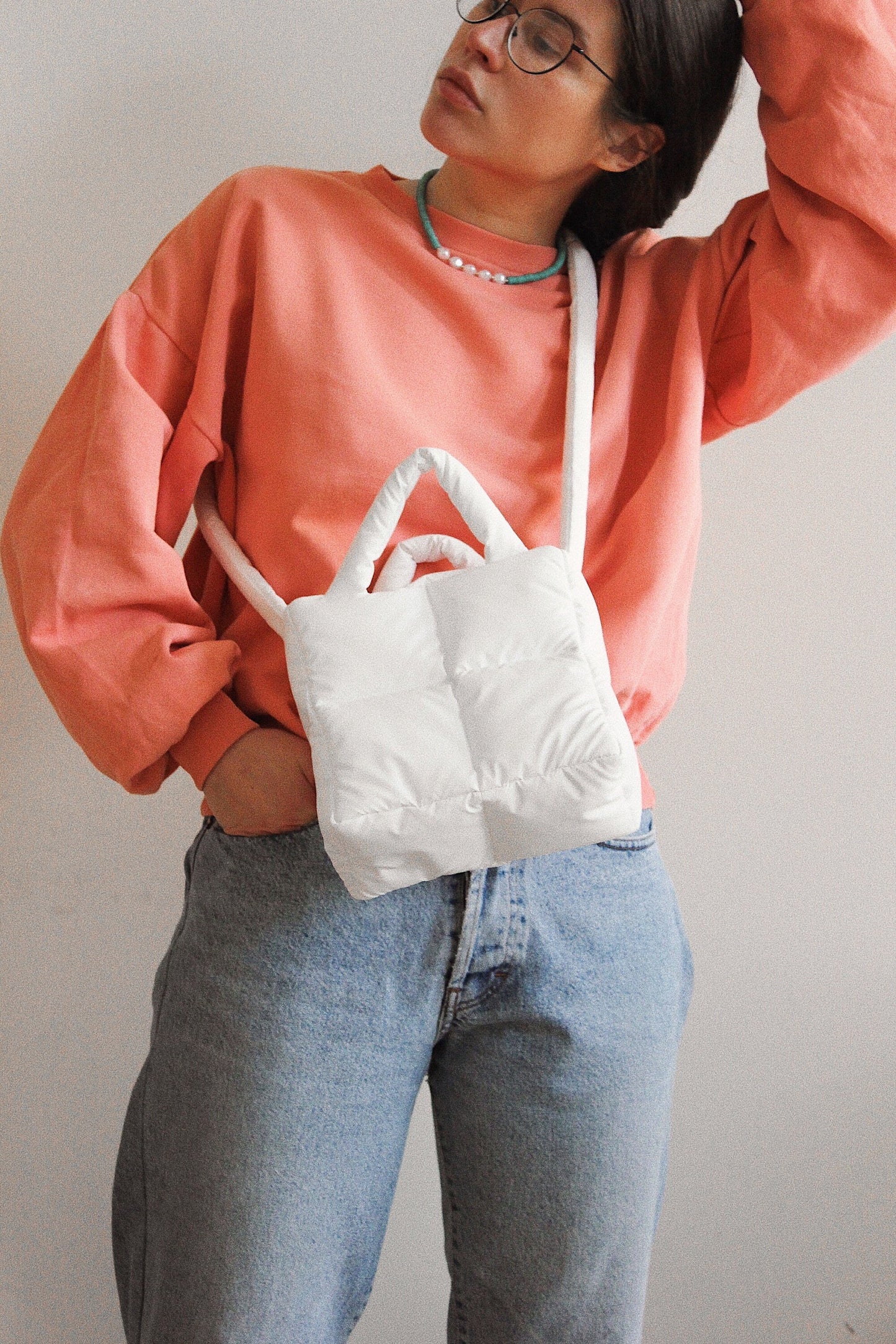 Mini Pillow Puffer Essential bag in White